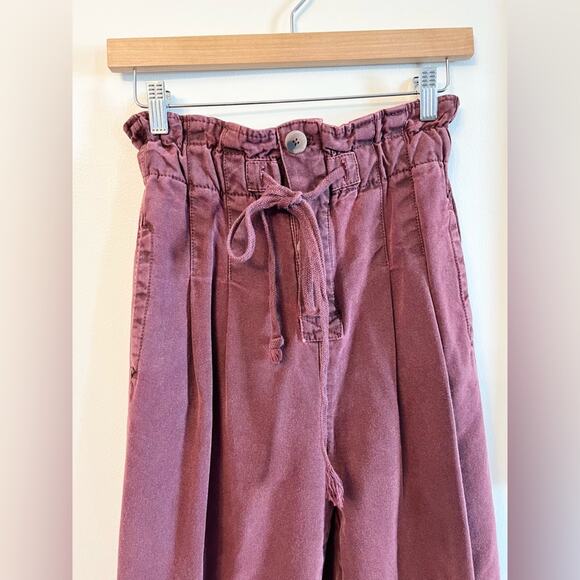 Free People Margate Paper Bag Waist Button Fly Cropped Trousers Size XS - Picture 5 of 13